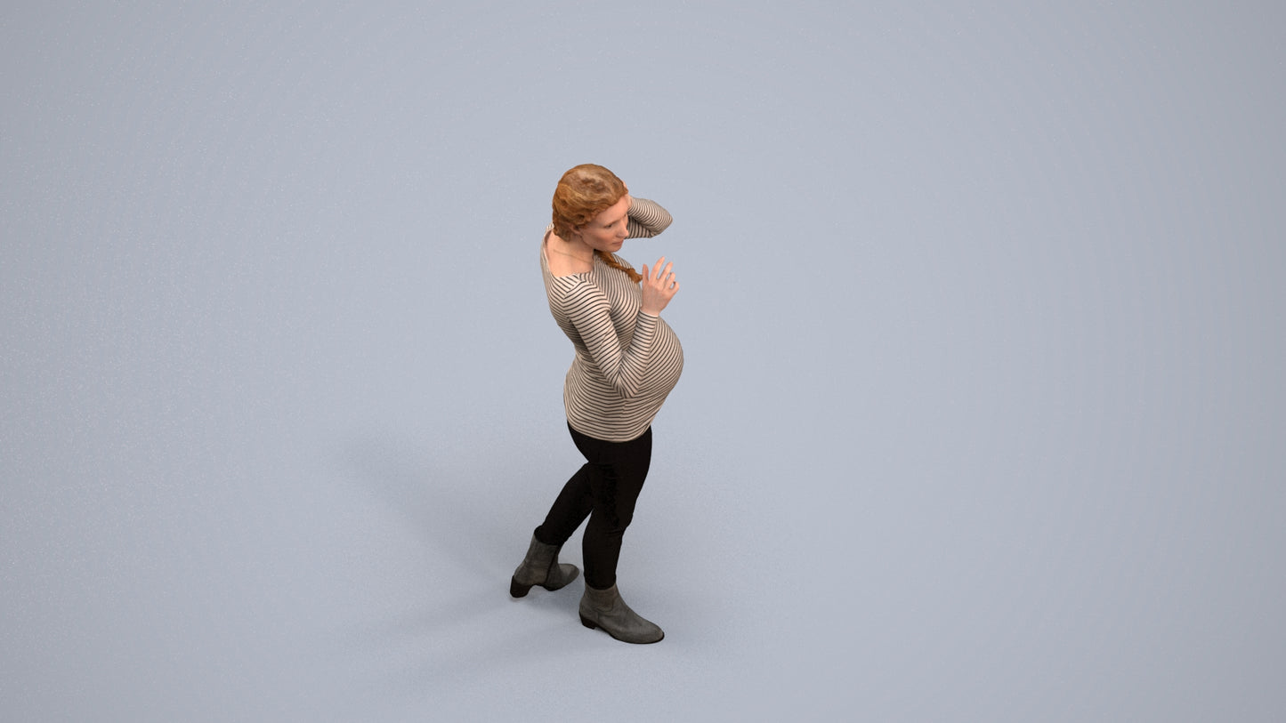 realistic 3D human woman casual walking, archviz people FBX OBJ for Blender, back view render