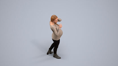 realistic 3D human woman casual walking, archviz people FBX OBJ for Blender, back view render