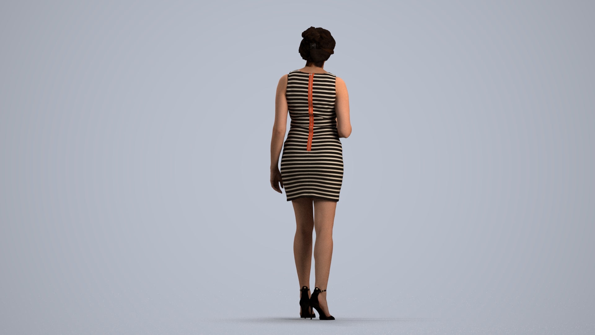 scanned 3D woman casual walking, photogrammetry people for Enscape and V-Ray, front view render