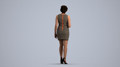 scanned 3D woman casual walking, photogrammetry people for Enscape and V-Ray, front view render