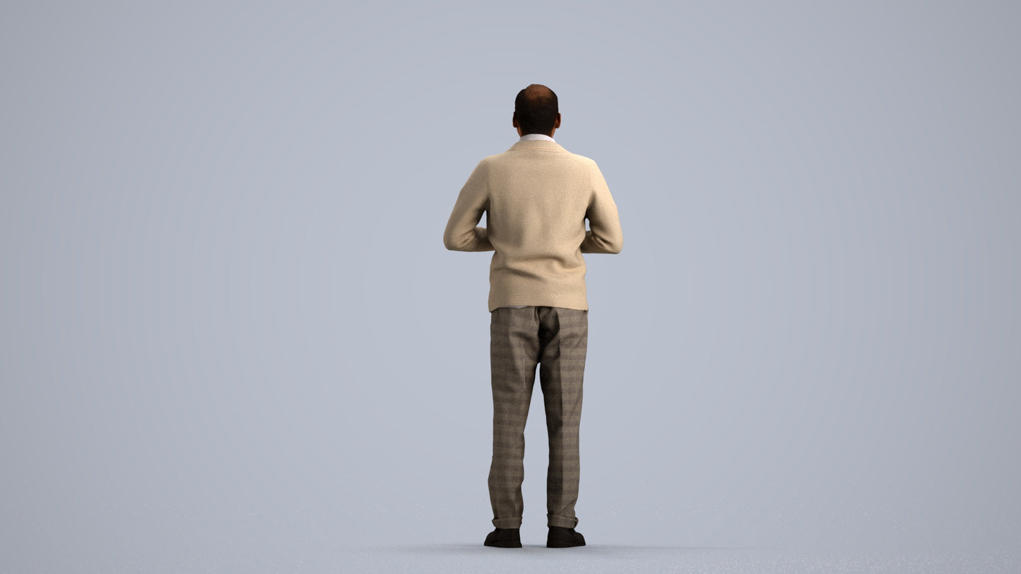 3D scanned man standing business, photorealistic archviz people for Enscape and SketchUp, front view render