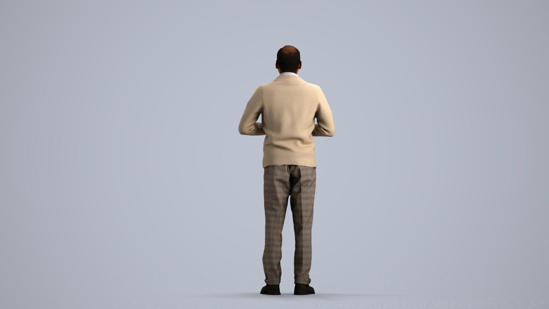 3D scanned man standing business, photorealistic archviz people for Enscape and SketchUp, front view render