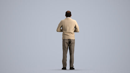 3D scanned man standing business, photorealistic archviz people for Enscape and SketchUp, front view render