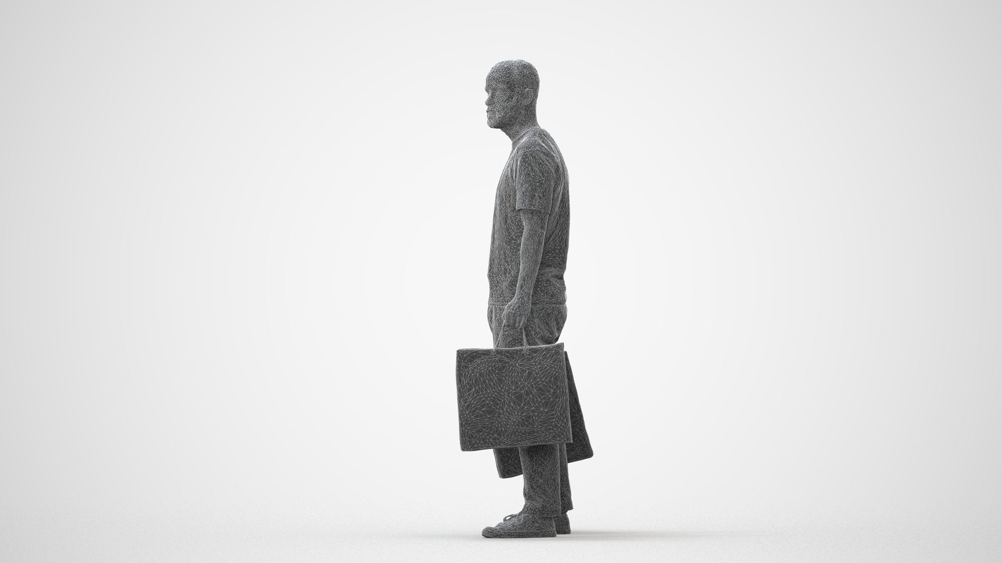 3D people model man casual shopping, scanned human for 3ds Max rendering, square thumbnail