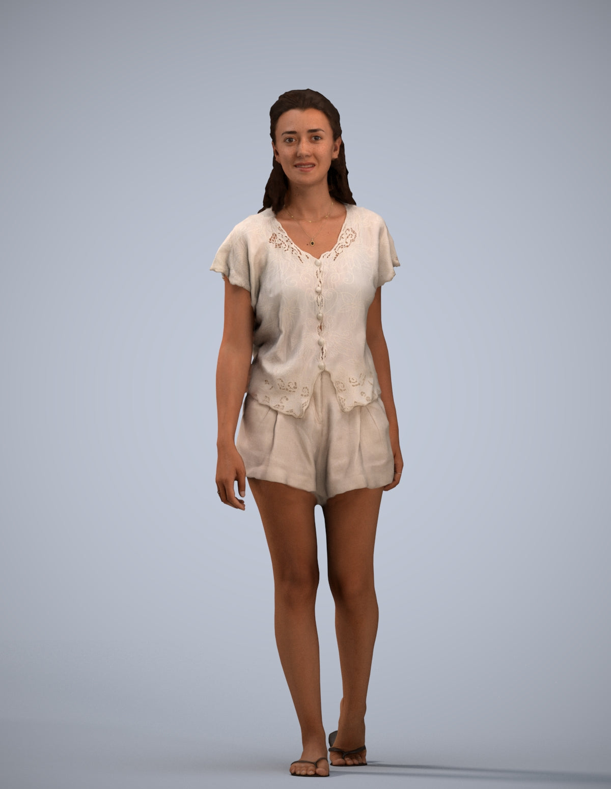 3D people model woman casual walking, scanned human for 3ds Max rendering