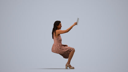 realistic 3D people woman formal sitting, render-ready for V-Ray and Corona, FBX OBJ, side view render