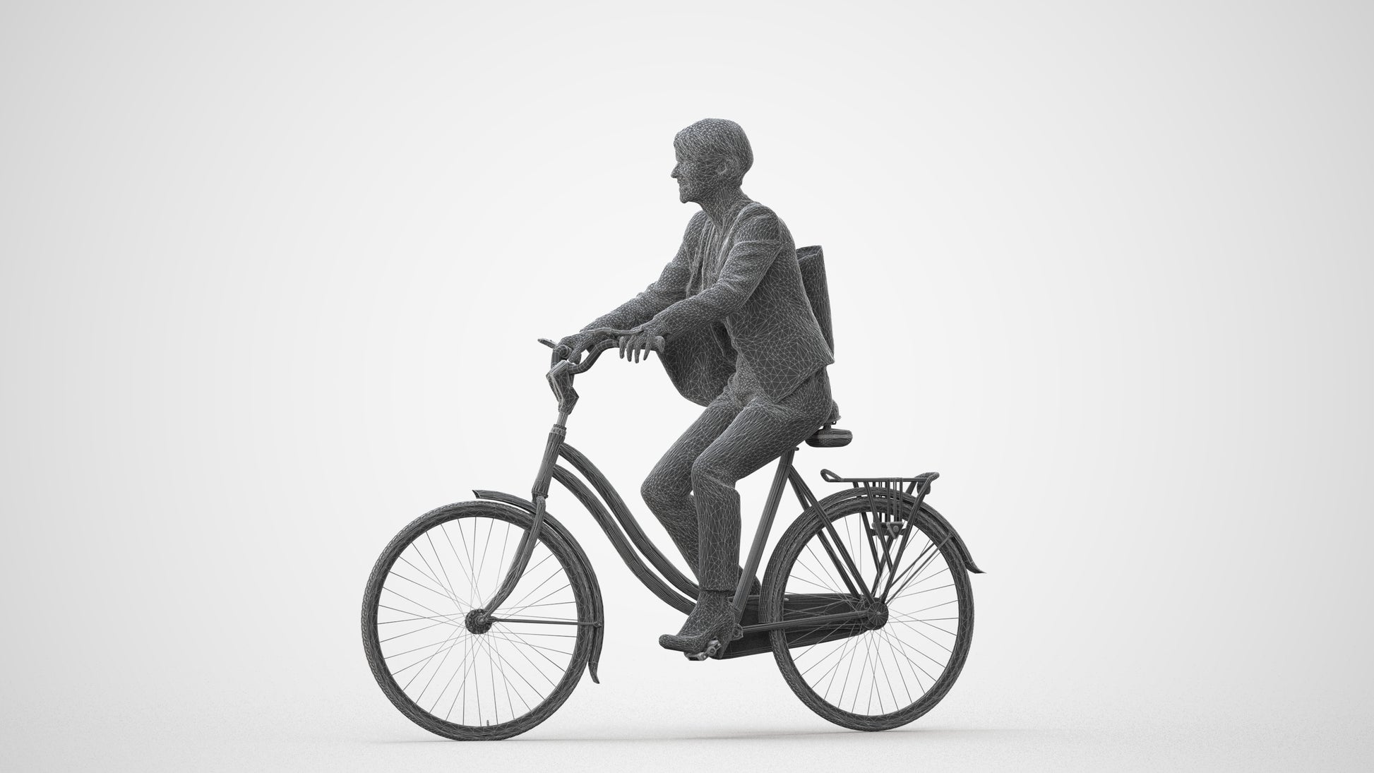 realistic 3D people senior woman business cycling, render-ready for V-Ray and Corona, FBX OBJ, square thumbnail