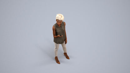 3D scanned woman standing casual, photorealistic archviz people for Enscape and SketchUp, back view render