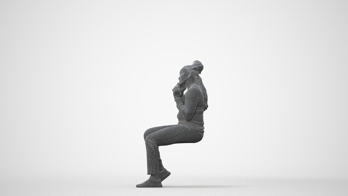 realistic 3D people woman casual sitting, render-ready for V-Ray and Corona, FBX OBJ, square thumbnail