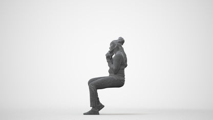 realistic 3D people woman casual sitting, render-ready for V-Ray and Corona, FBX OBJ, square thumbnail