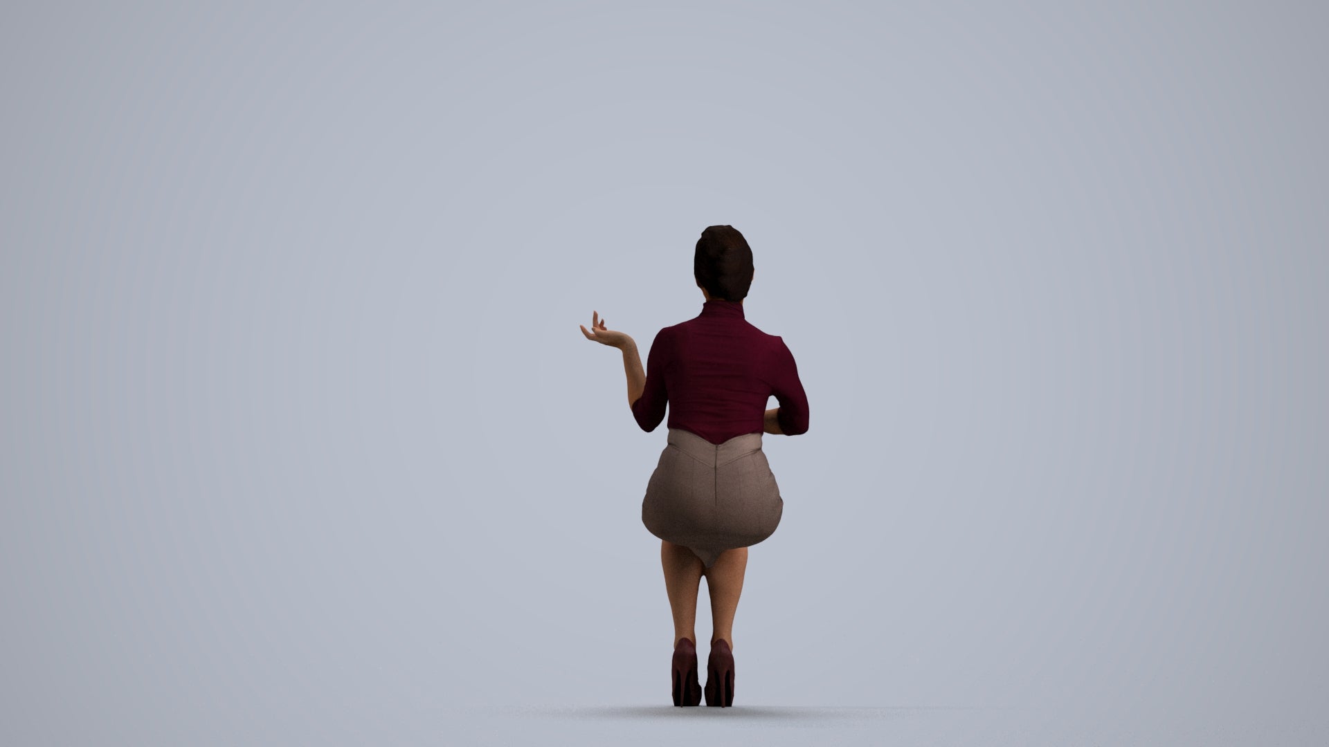 3D people model woman business, scanned human for 3ds Max rendering, front view render
