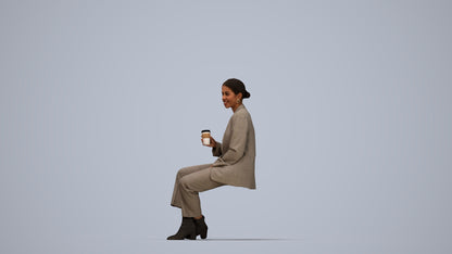 photogrammetry 3D woman business, realistic human model archviz FBX, top-down view render