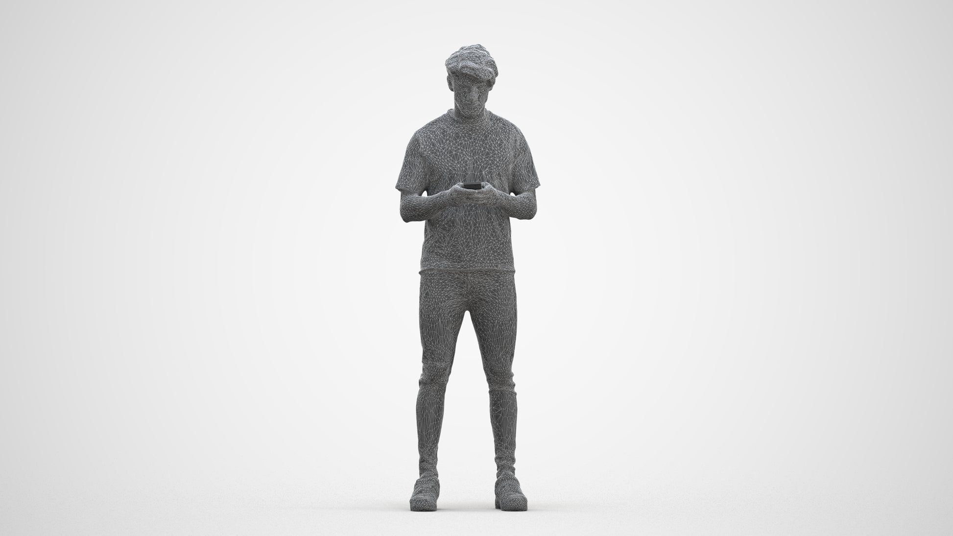 3D scanned man standing casual, photorealistic archviz people for Enscape and SketchUp, three-quarter front view render