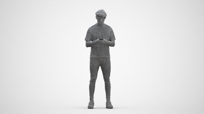 3D scanned man standing casual, photorealistic archviz people for Enscape and SketchUp, three-quarter front view render