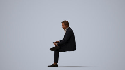 photogrammetry 3D man business, realistic human model archviz FBX, three-quarter view render