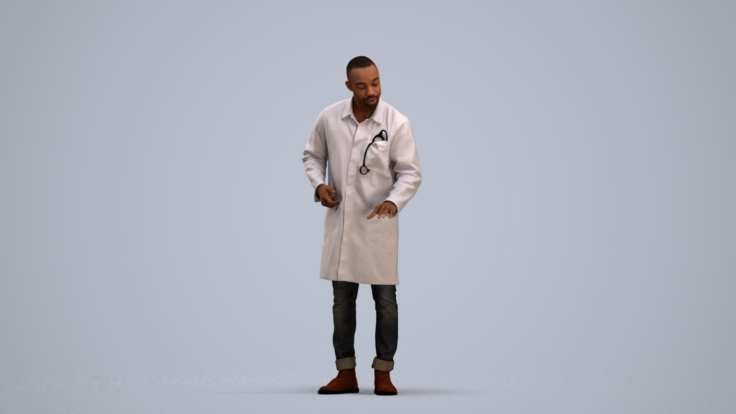 photogrammetry 3D man medical, realistic human model archviz FBX, standing pose render
