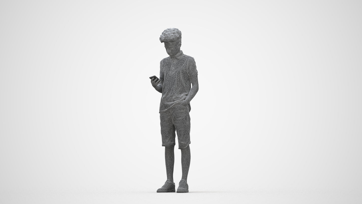 realistic 3D human boy casual kids, archviz people FBX OBJ for Blender, wireframe back view
