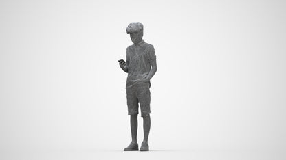realistic 3D human boy casual kids, archviz people FBX OBJ for Blender, wireframe back view