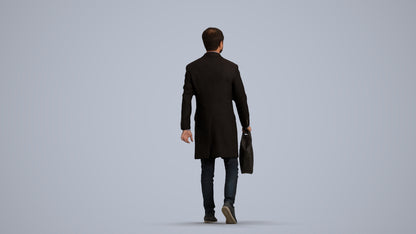 3D human model man business, photogrammetry scanned person for archviz, front view render
