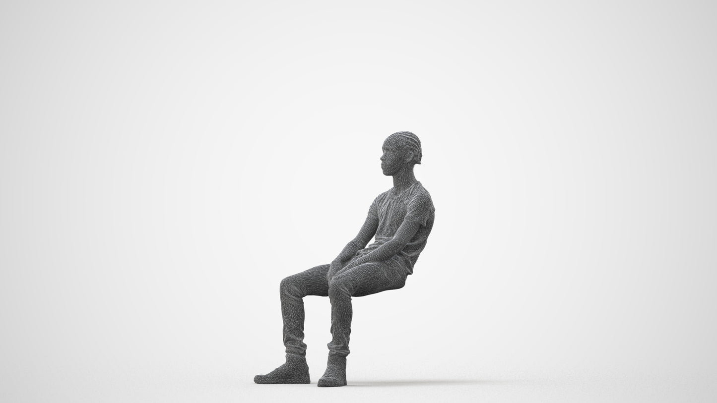 scanned 3D boy casual kids, photogrammetry people for Enscape and V-Ray, square thumbnail