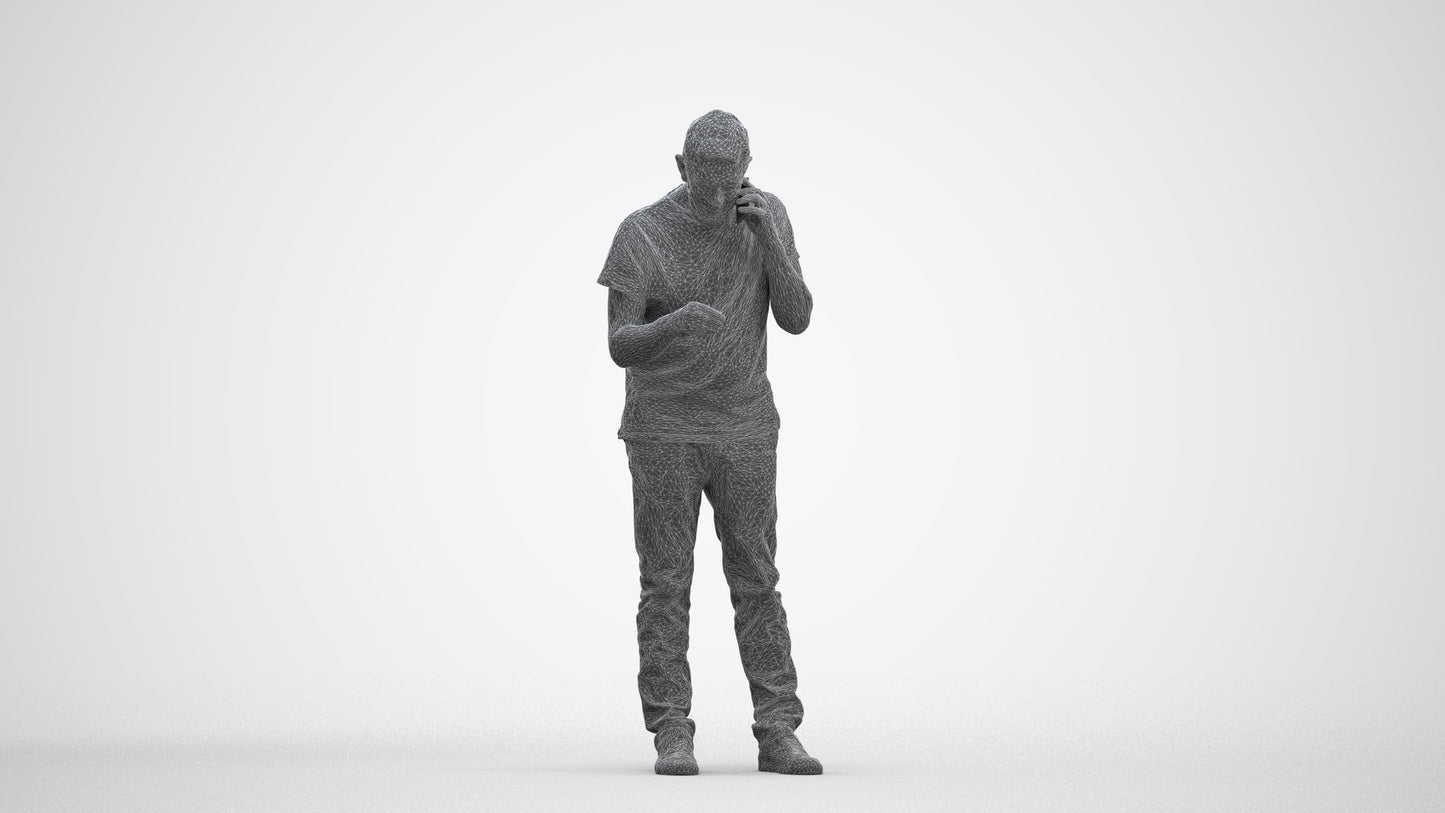 realistic 3D people senior man casual standing, render-ready for V-Ray and Corona, FBX OBJ, three-quarter front view render
