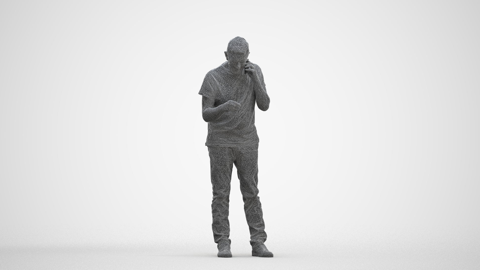 realistic 3D people senior man casual standing, render-ready for V-Ray and Corona, FBX OBJ, three-quarter front view render