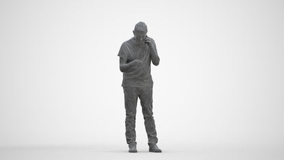 realistic 3D people senior man casual standing, render-ready for V-Ray and Corona, FBX OBJ, three-quarter front view render