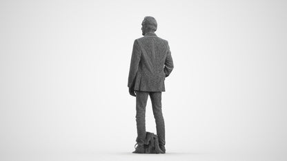 realistic 3D human man business standing, archviz people FBX OBJ for Blender, wireframe front view
