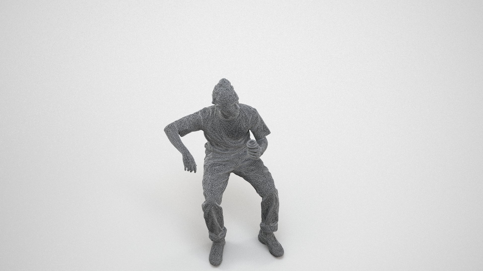 scanned 3D man casual sitting, photogrammetry people for Enscape and V-Ray, wireframe three-quarter view