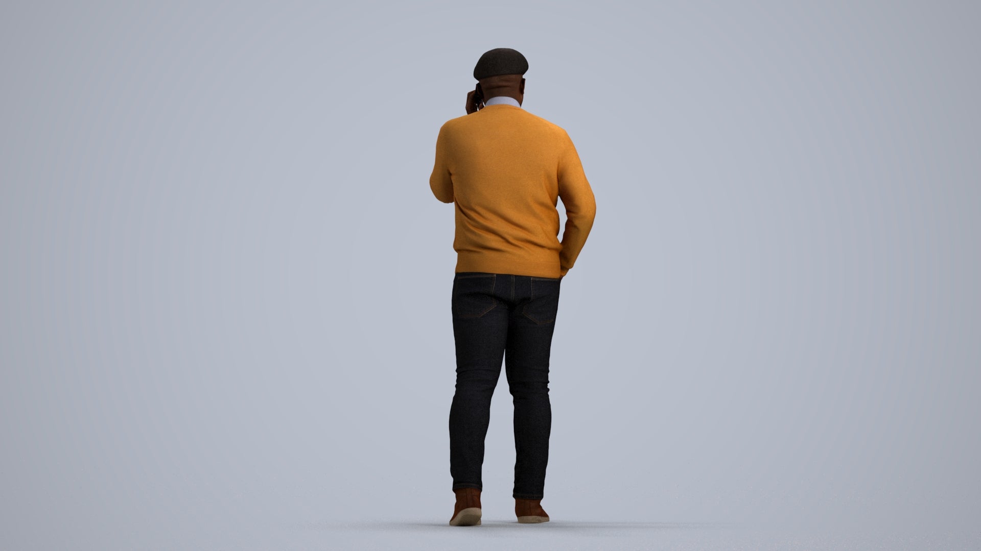 realistic 3D human man casual walking, archviz people FBX OBJ for Blender, front view render