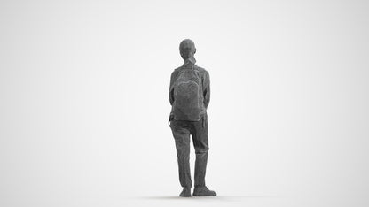 scanned 3D girl kids, photogrammetry people for Enscape and V-Ray, wireframe front view