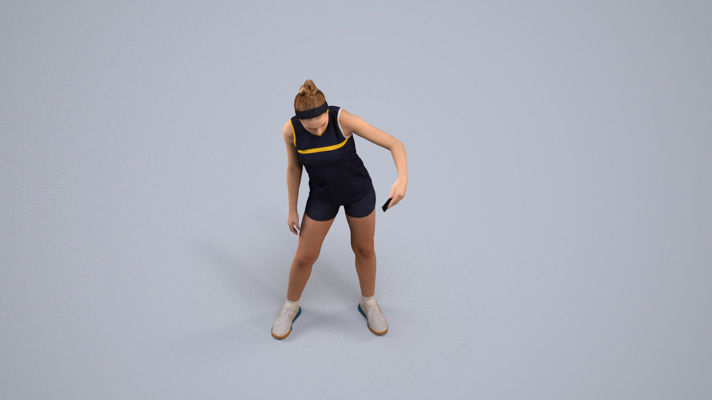 realistic 3D human girl sport, archviz people FBX OBJ for Blender, back view render