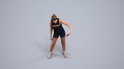 realistic 3D human girl sport, archviz people FBX OBJ for Blender, back view render