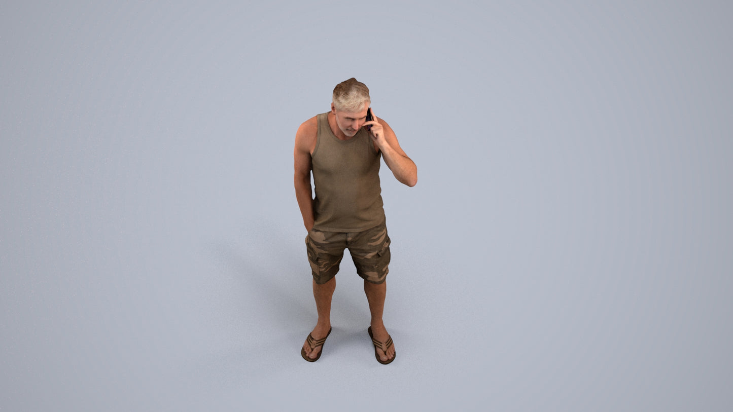 photogrammetry 3D man casual standing, realistic human model archviz FBX, back view render