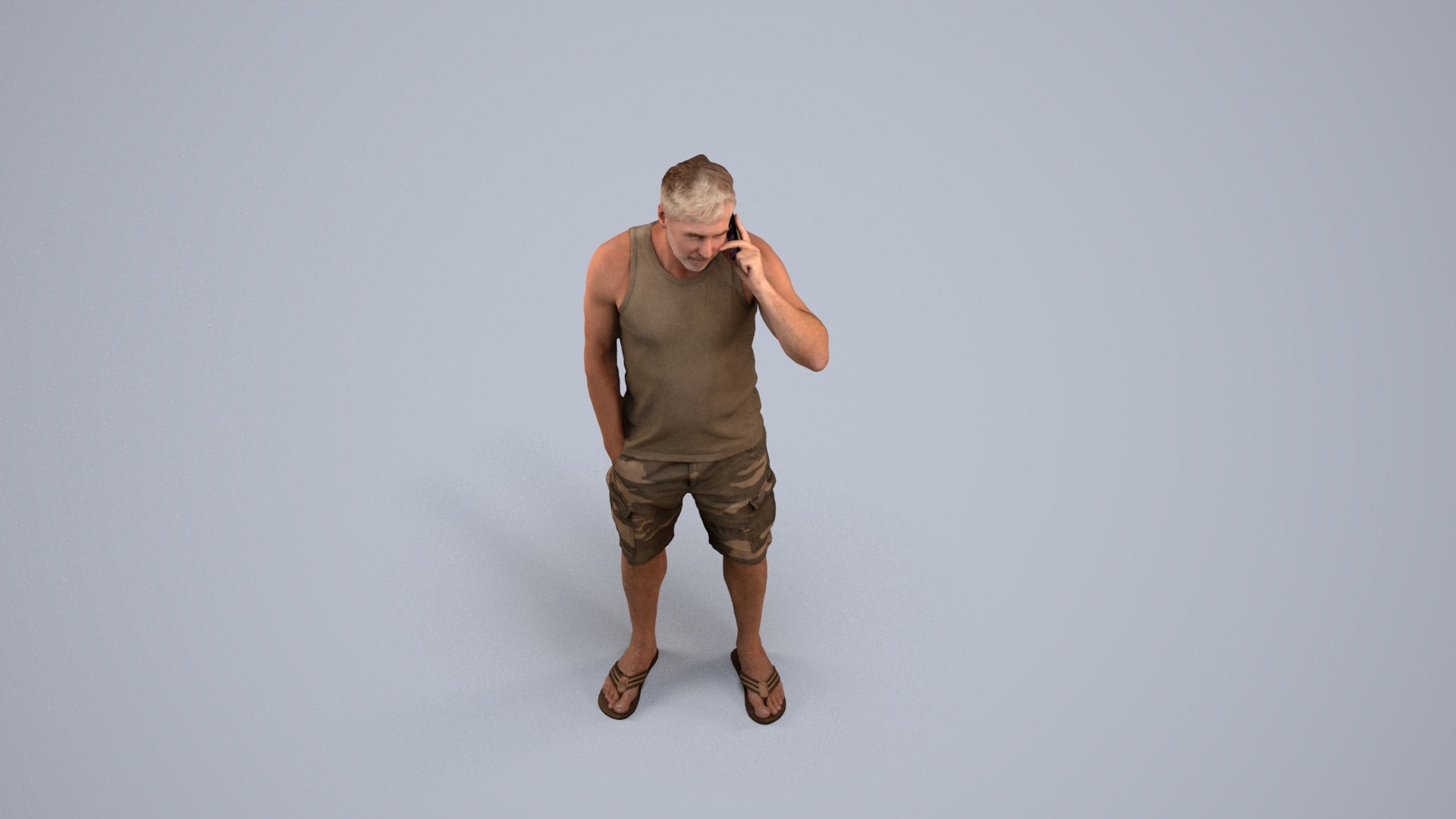 photogrammetry 3D man casual standing, realistic human model archviz FBX, back view render