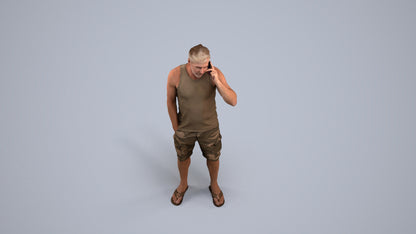 photogrammetry 3D man casual standing, realistic human model archviz FBX, back view render