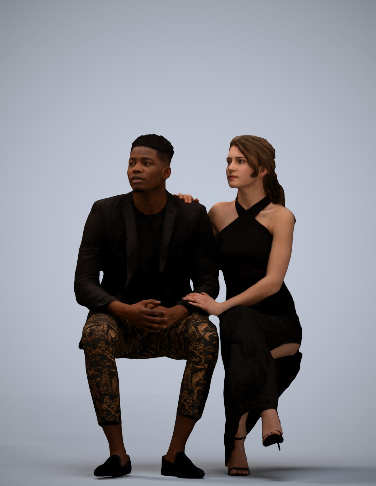 3D people model woman formal couple, scanned human for 3ds Max rendering