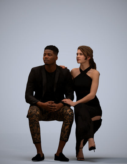 3D people model woman formal couple, scanned human for 3ds Max rendering