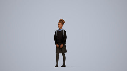 realistic 3D human girl kids, archviz people FBX OBJ for Blender, top-down view render