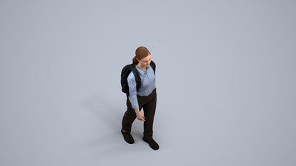 scanned 3D girl kids, photogrammetry people for Enscape and V-Ray, back view render