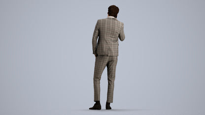 3D human model man business, photogrammetry scanned person for archviz, front view render