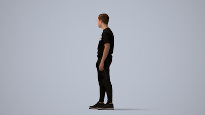 photogrammetry 3D boy casual kids, realistic human model archviz FBX, three-quarter view render