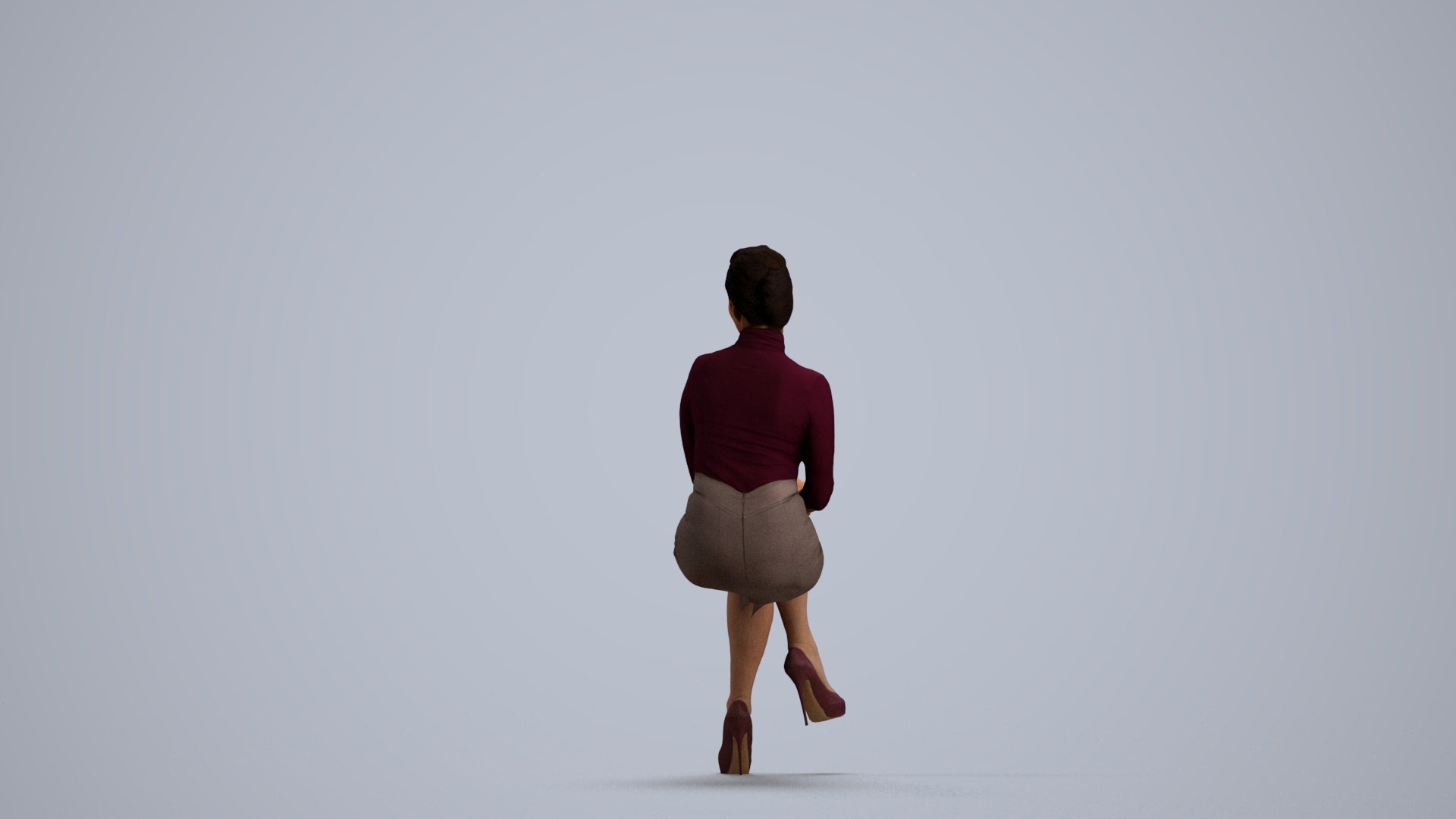 realistic 3D human woman business, archviz people FBX OBJ for Blender, front view render