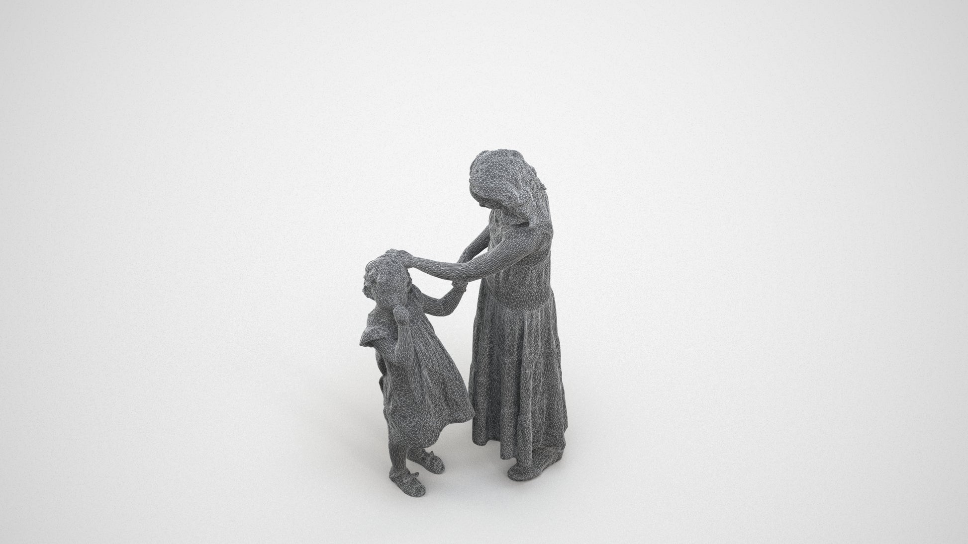 realistic 3D people girl casual kids, render-ready for V-Ray and Corona, FBX OBJ, wireframe three-quarter view