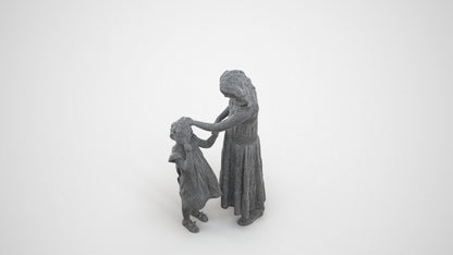 realistic 3D people girl casual kids, render-ready for V-Ray and Corona, FBX OBJ, wireframe three-quarter view