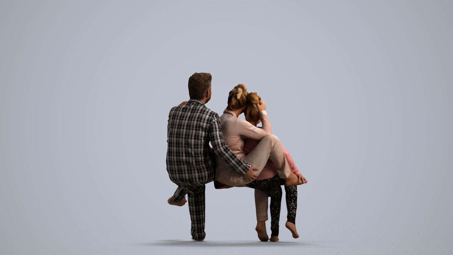 3D people model girl kids, scanned human for 3ds Max rendering, front view render