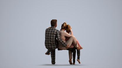 3D people model girl kids, scanned human for 3ds Max rendering, front view render