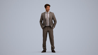 realistic 3D people man business, render-ready for V-Ray and Corona, FBX OBJ, standing pose render