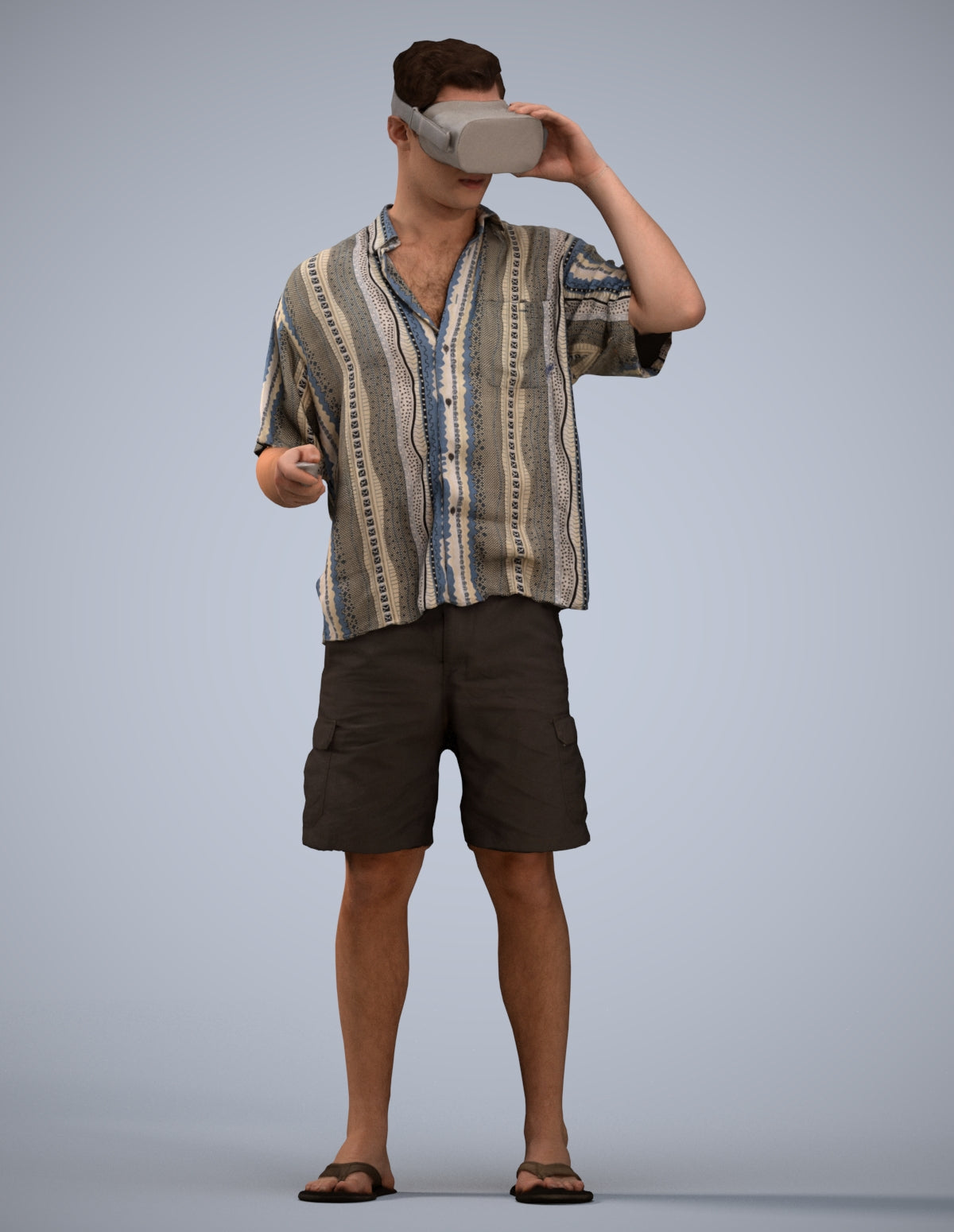 scanned 3D man casual standing, photogrammetry people for Enscape and V-Ray