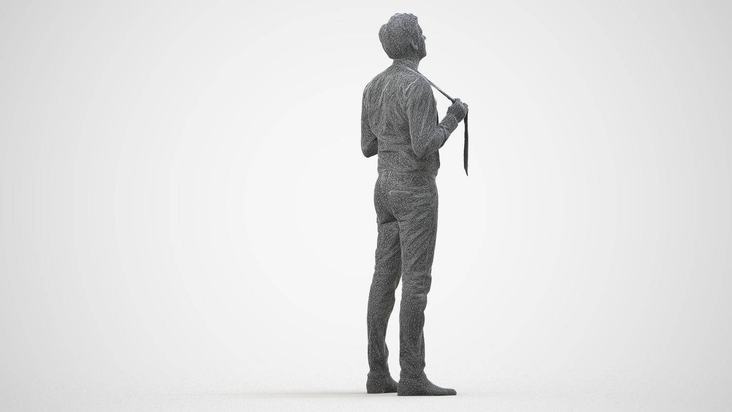 realistic 3D people man business mix, render-ready for V-Ray and Corona, FBX OBJ, wireframe side view